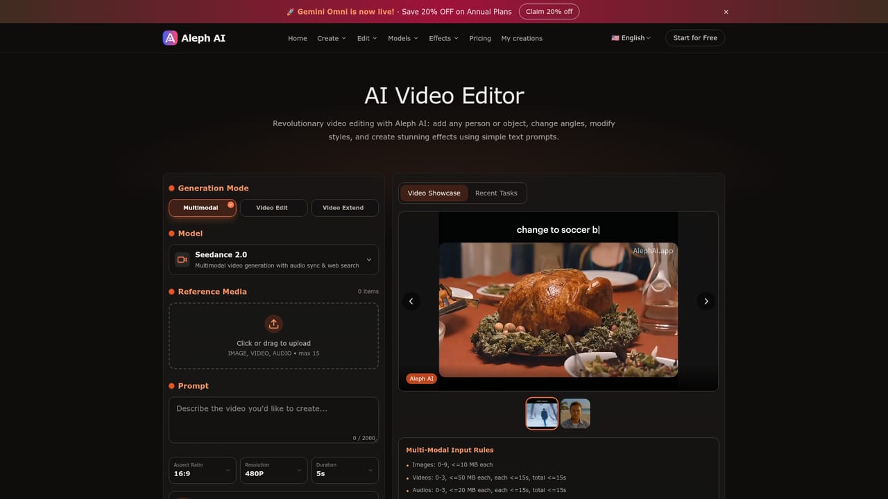 AlephAI.app — Restyle or extend the clip in the editor