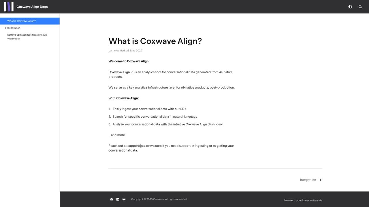 Align AI — Check API and setup documentation