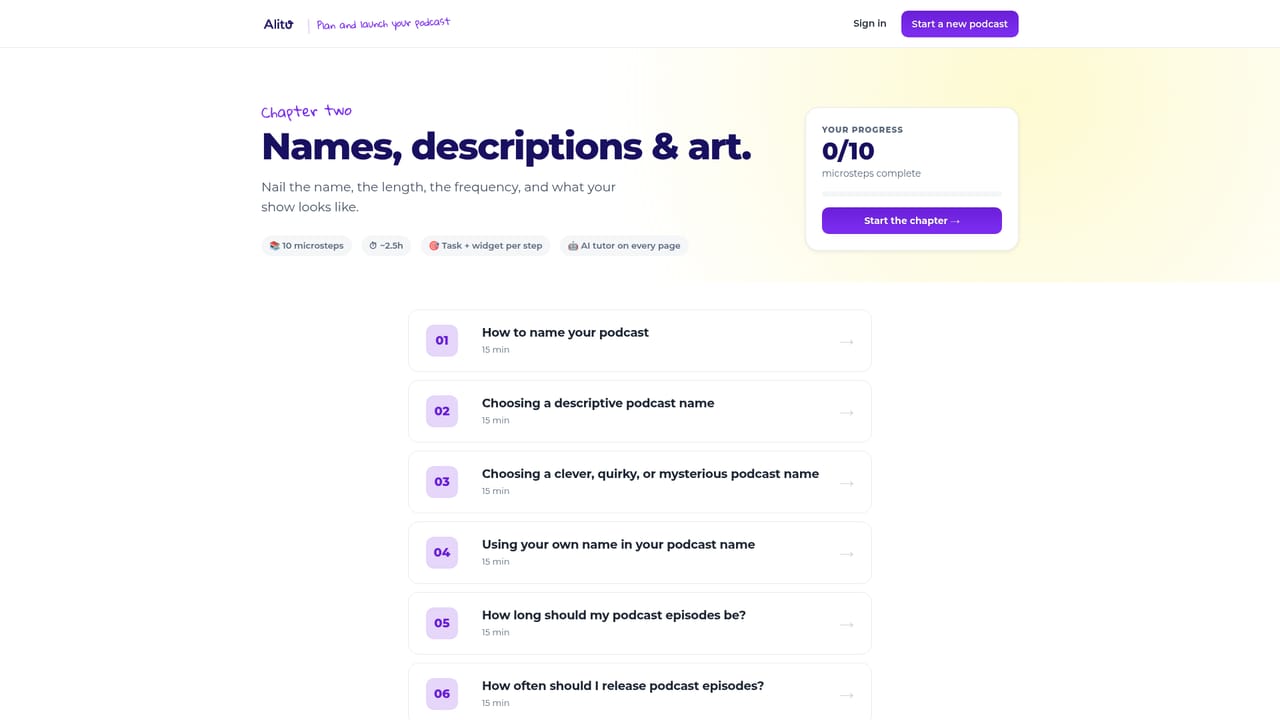 Alitu Showplanner — Work the foundations and naming chapters