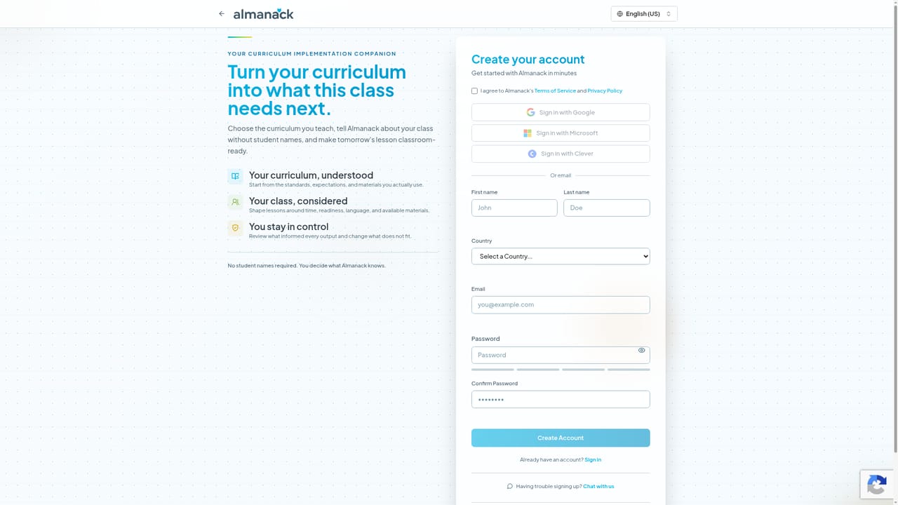 Almanack — Create an account