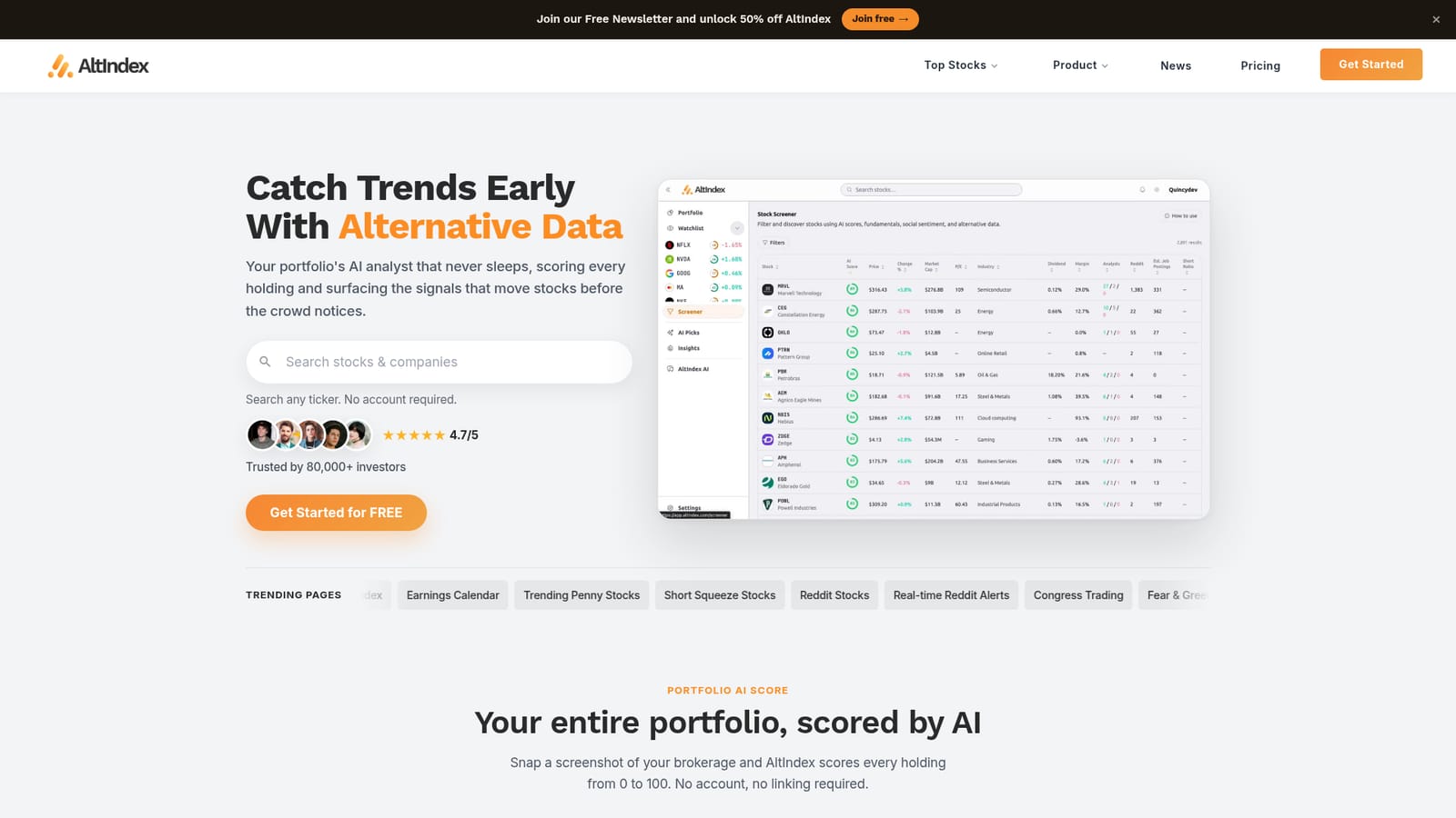 AltIndex — Look up a ticker without signing up