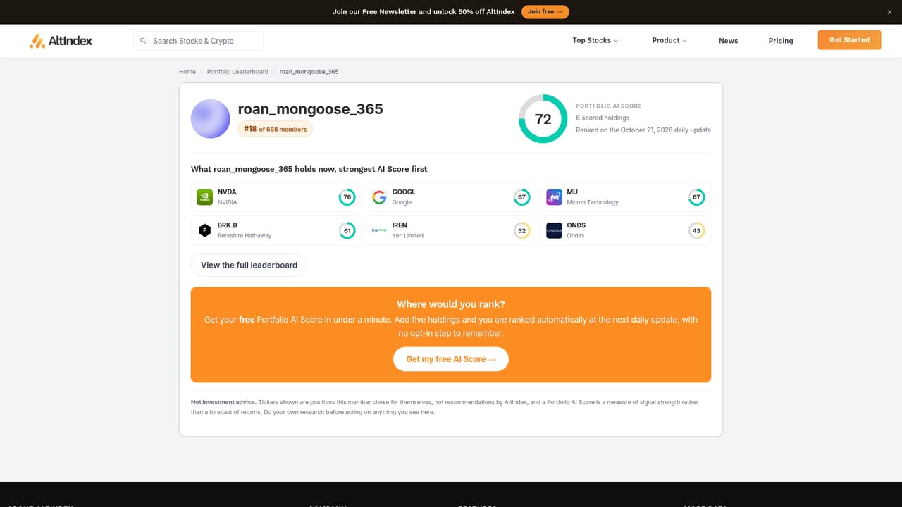AltIndex — Check the leaderboard for reference