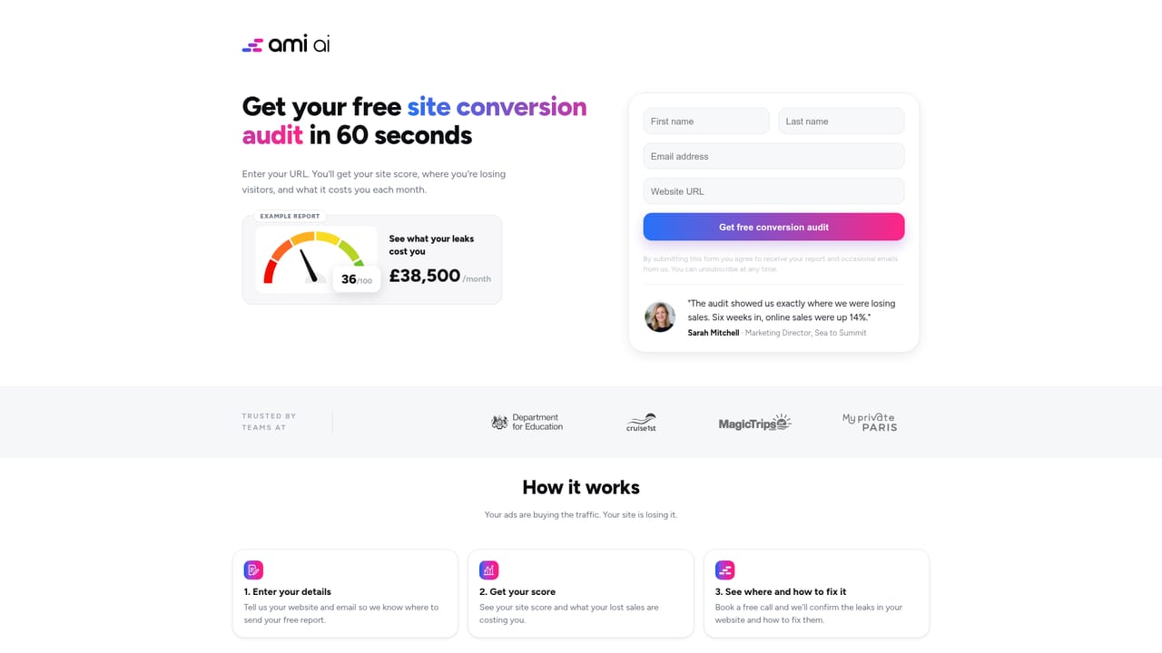 Ami — Run the free conversion audit