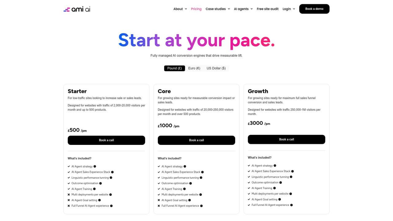 Ami — Review the pricing options