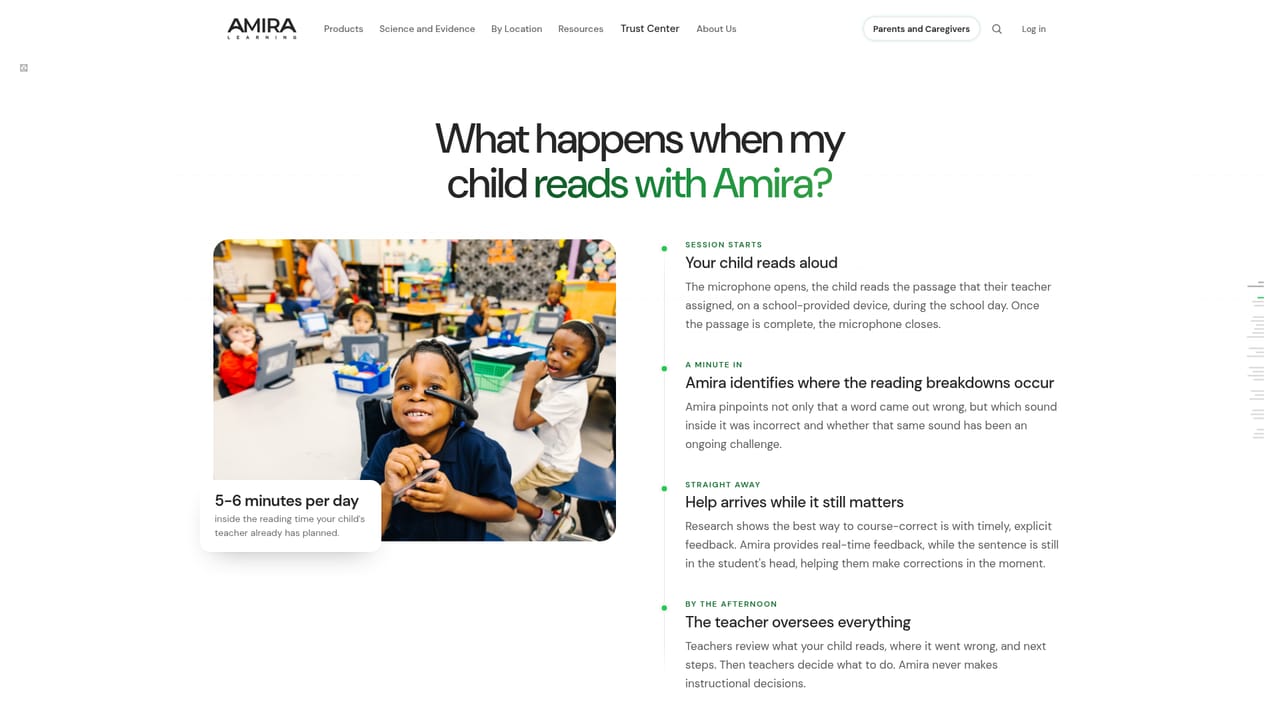 Amira — Walk through a reading session