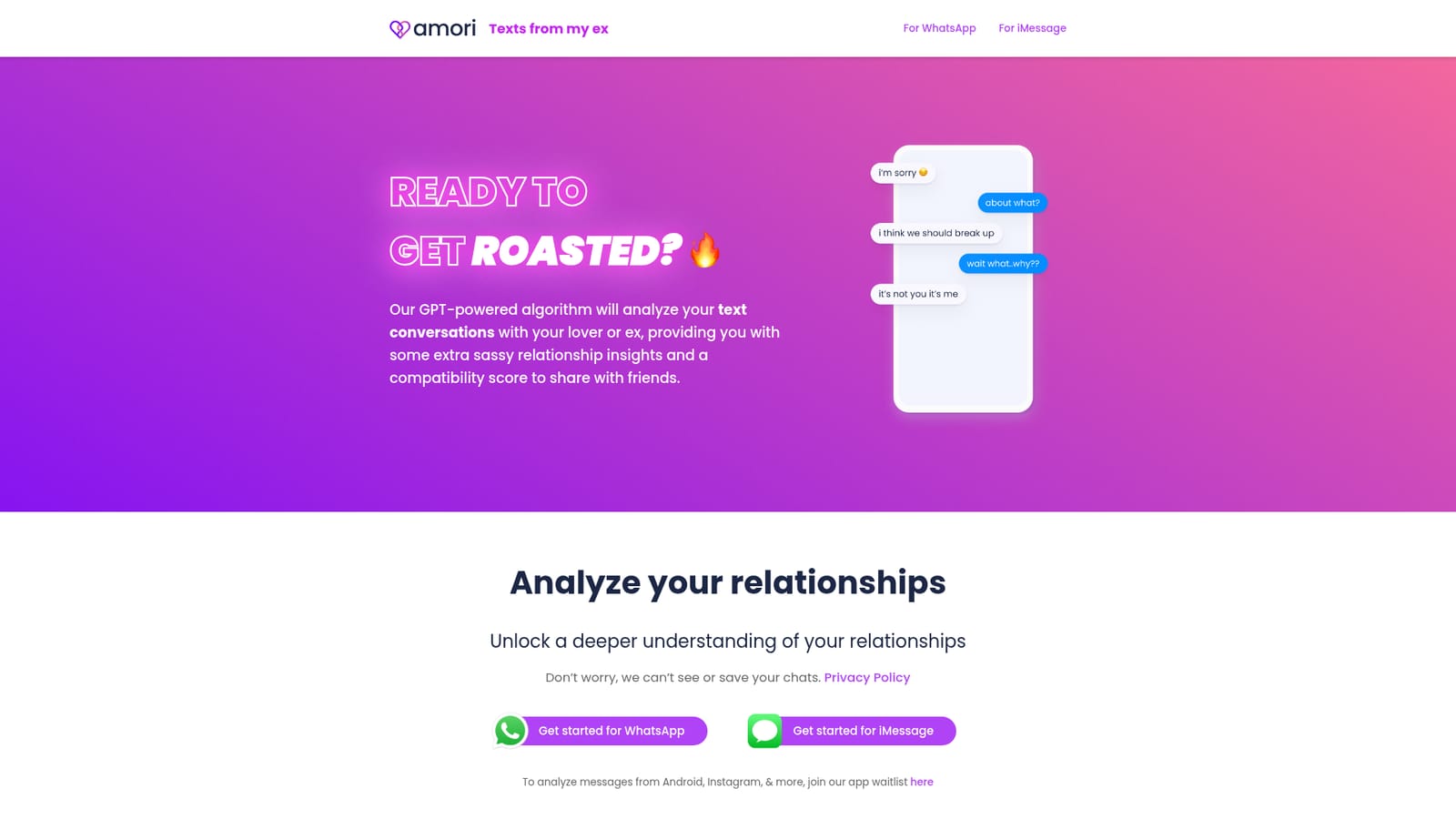 Amori — Choose your message source