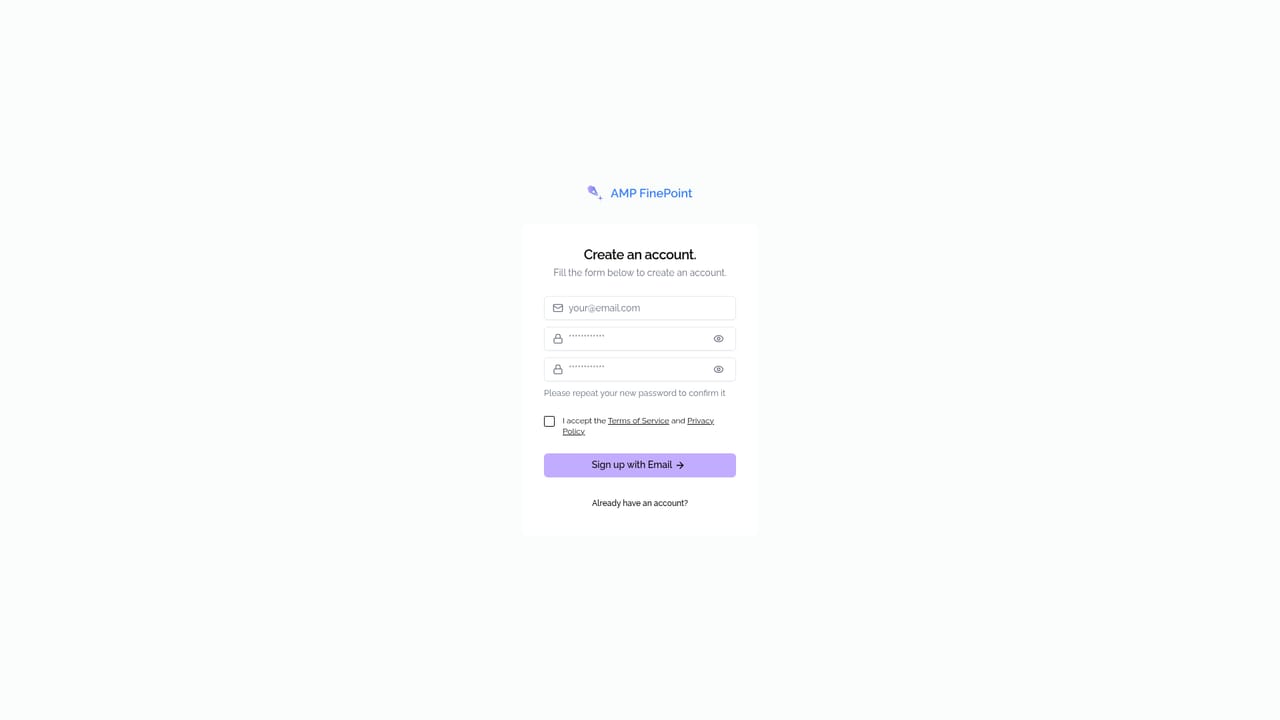AMP FinePoint — Create an account