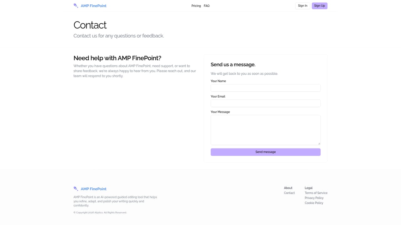 AMP FinePoint — Contact the team with questions