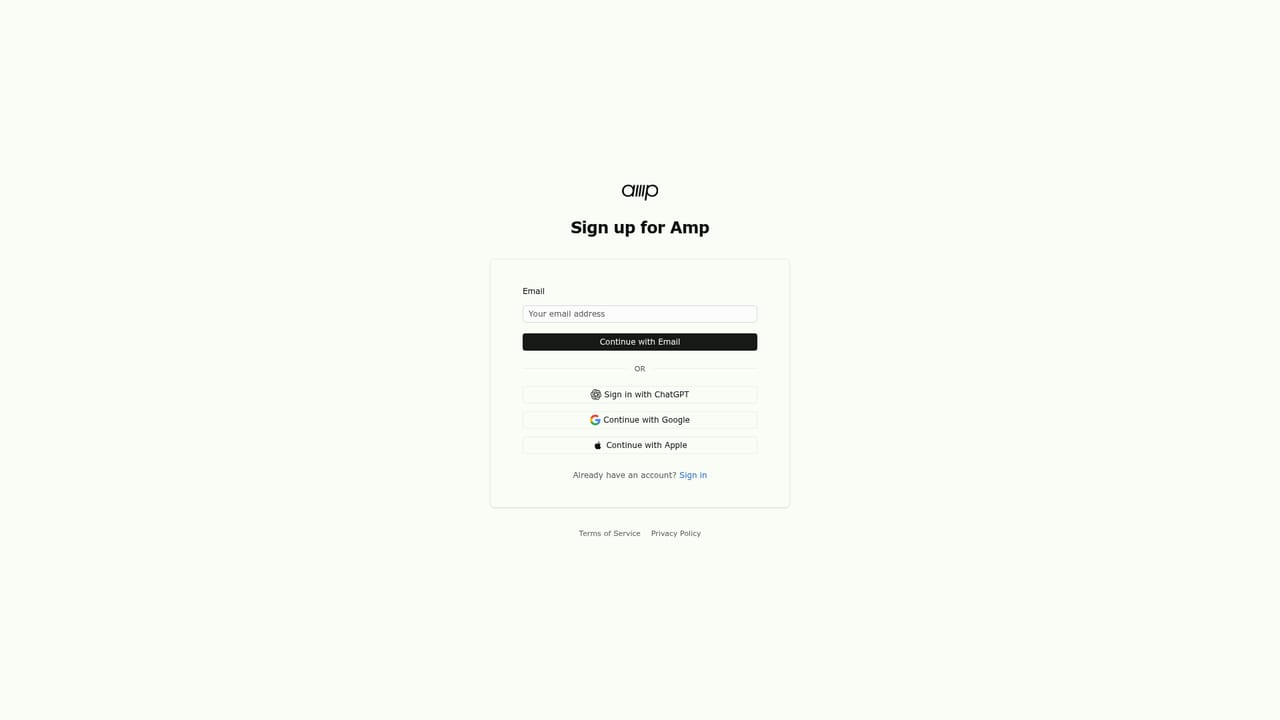AMP — Create an account