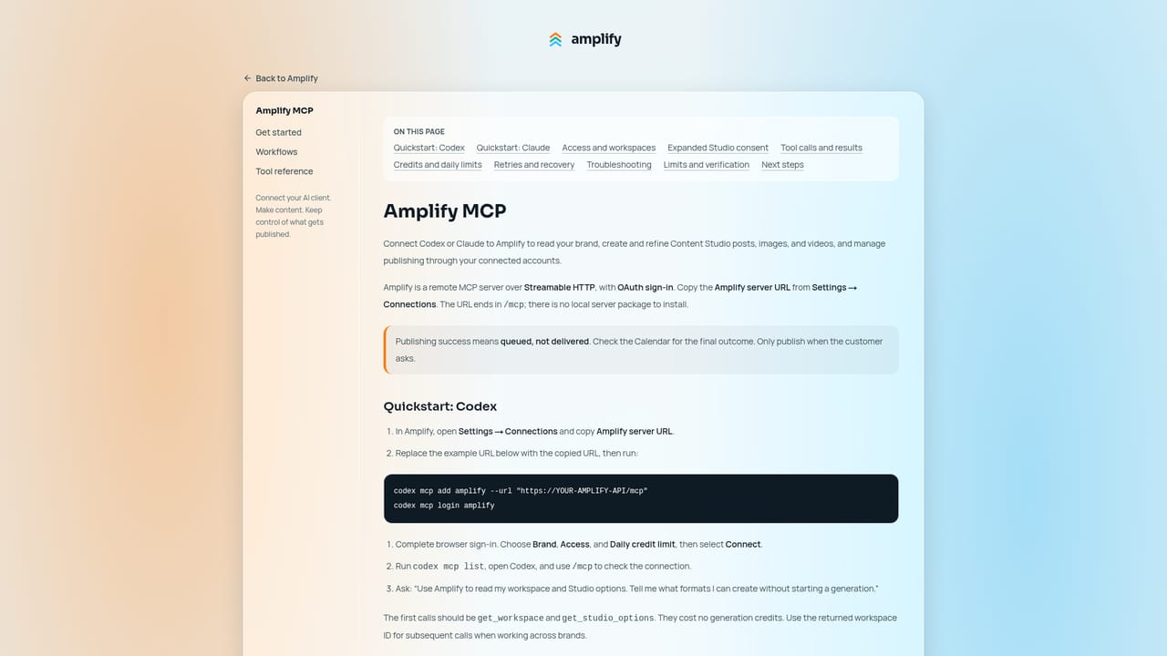 Amplify AI — Optionally connect via MCP