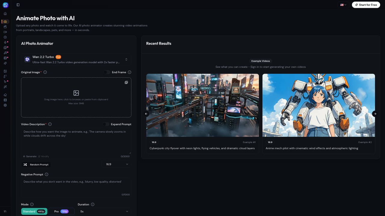 AnimatePhoto.io — Open the animator
