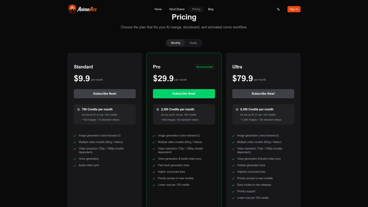 AnimeArc — Build out the series and check pricing