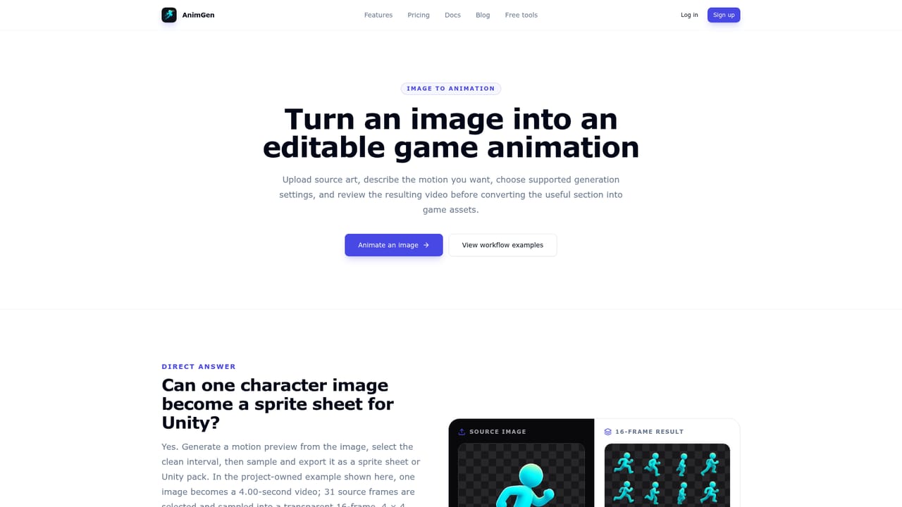 AnimGen — Upload a transparent character image