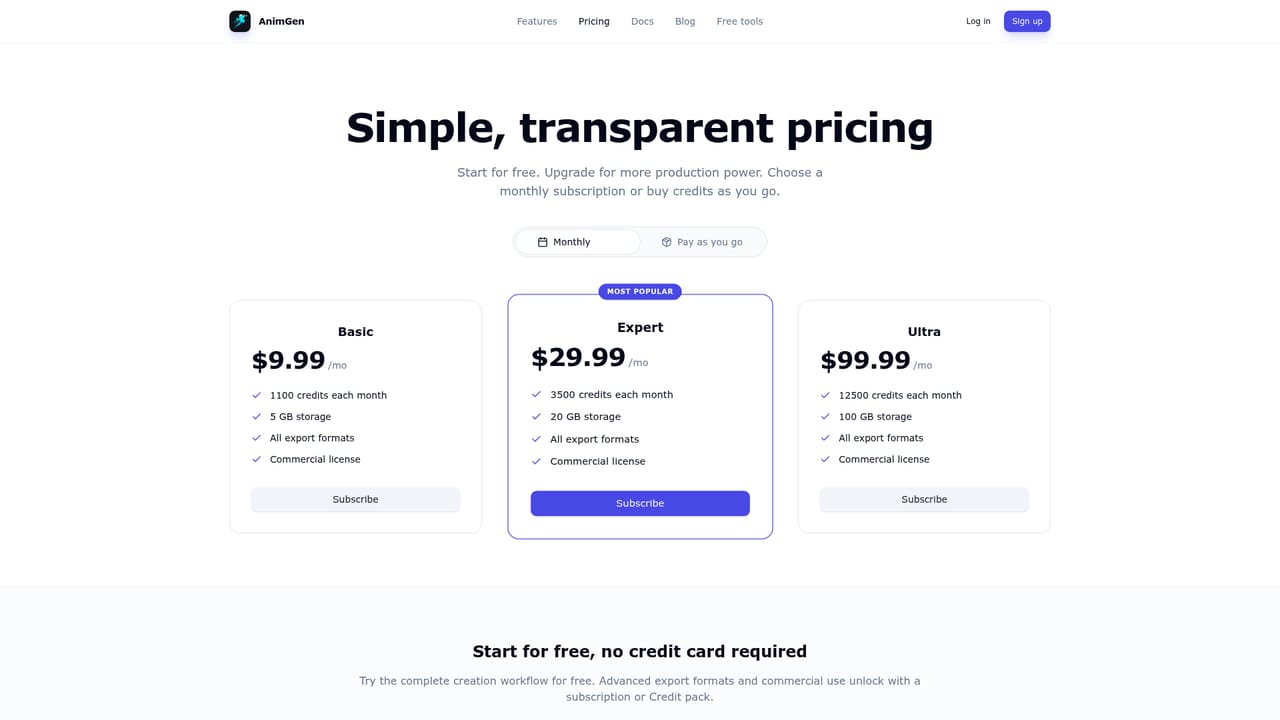 AnimGen — Verify licensing for commercial work