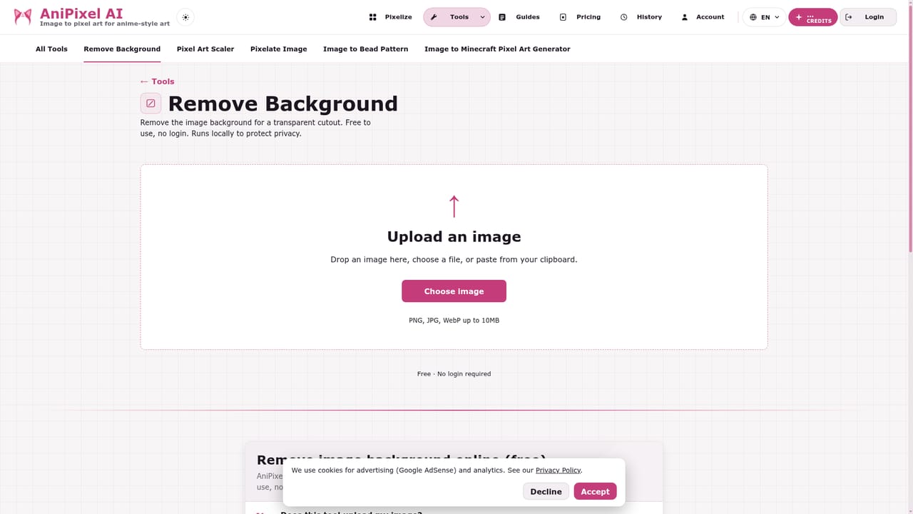 AniPixel AI — Clean up with the free browser tools