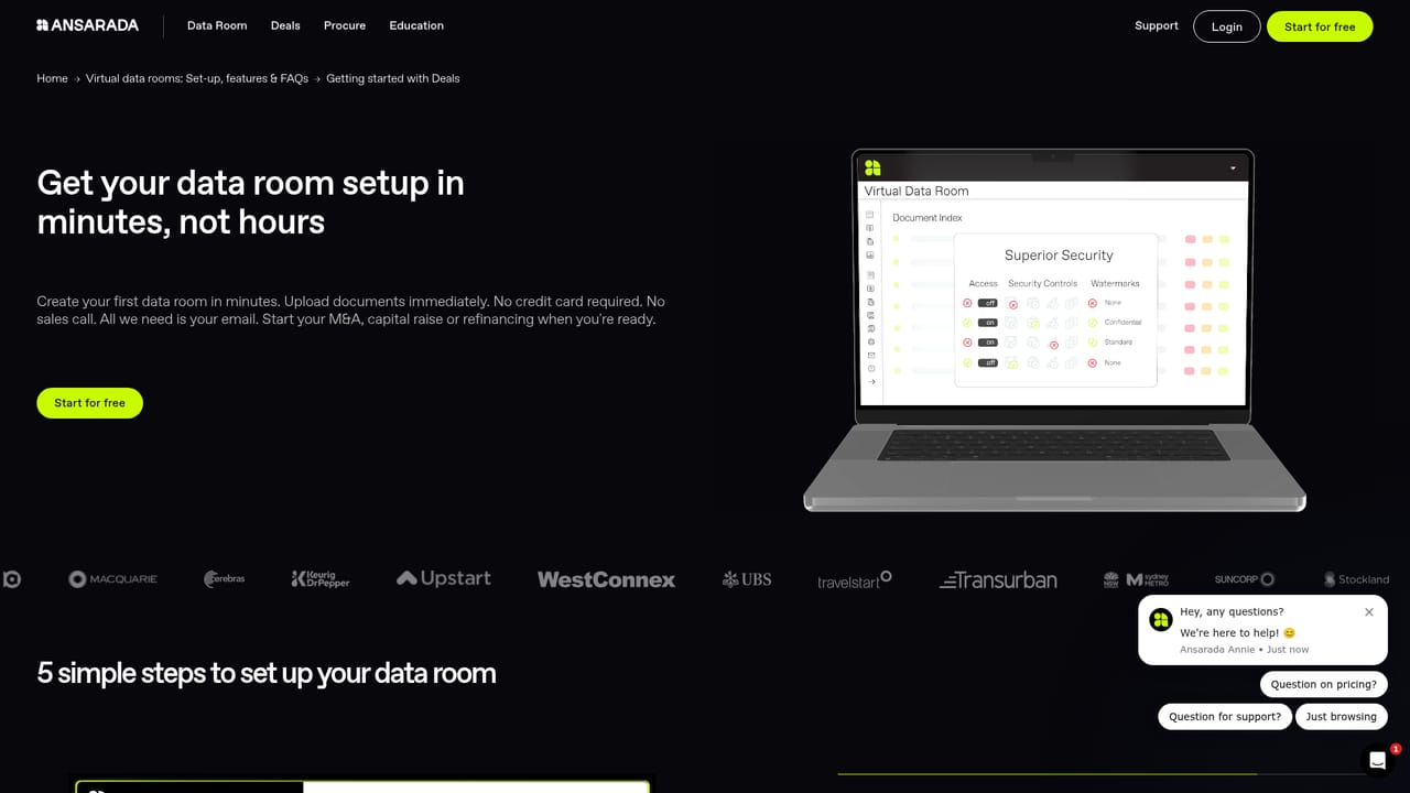 Ansarada — Set up the data room