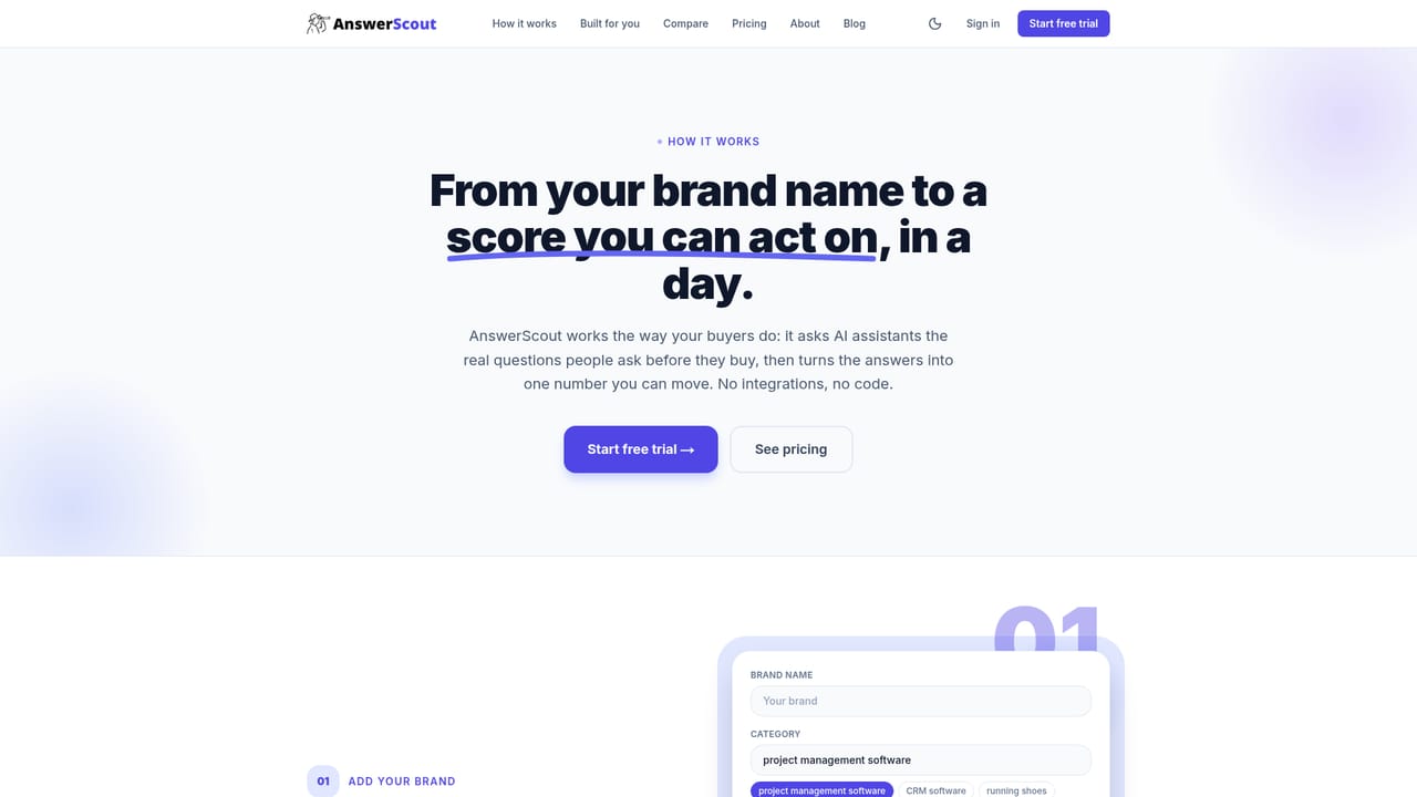 AnswerScout — Add your brand and category