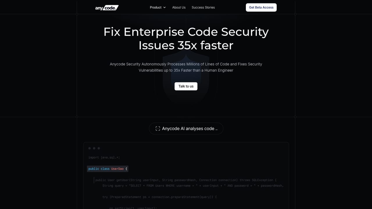 Anycode AI — Inspect the security workflow