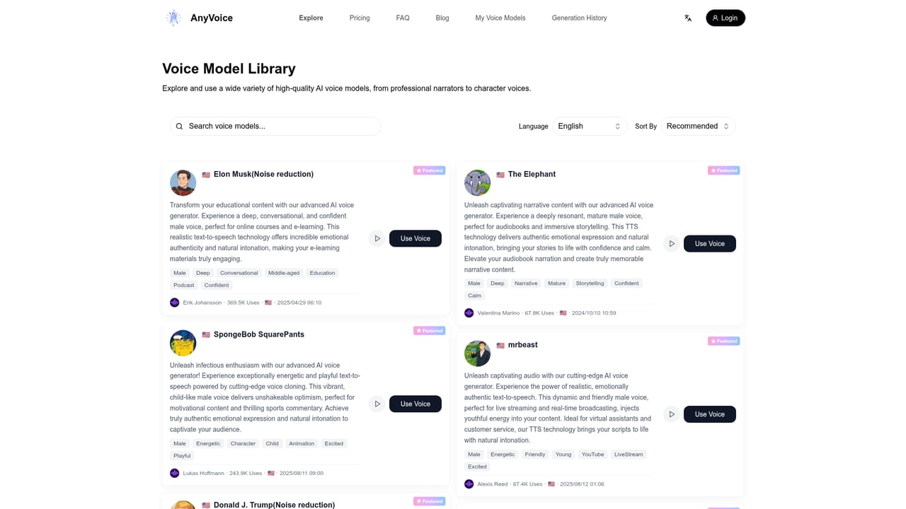 AnyVoice — Pick a preset or prepare your own sample