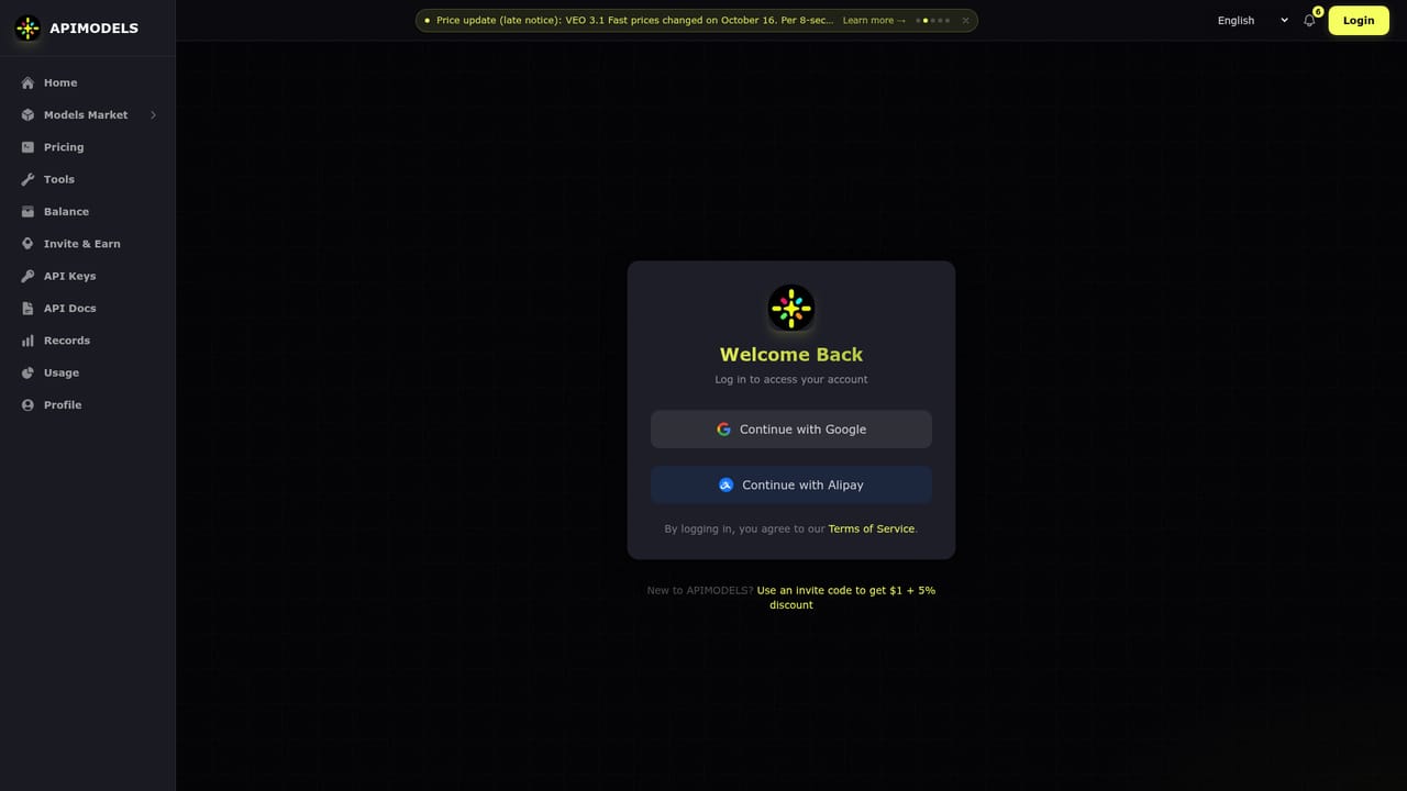 APIMODELS — Create an account