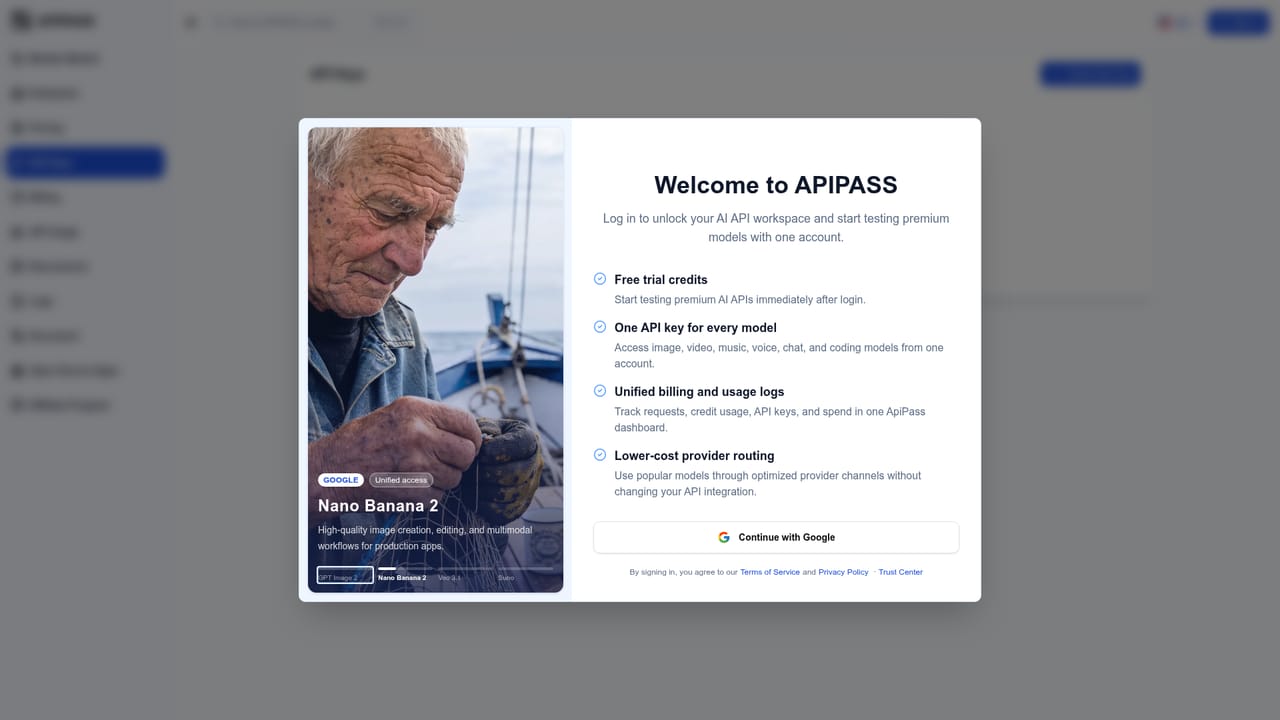 APIPASS — Generate an API key