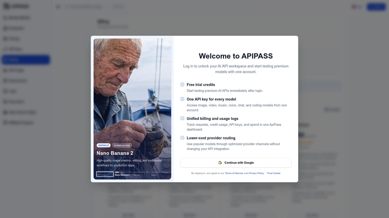 APIPASS — Top up credits and track spend