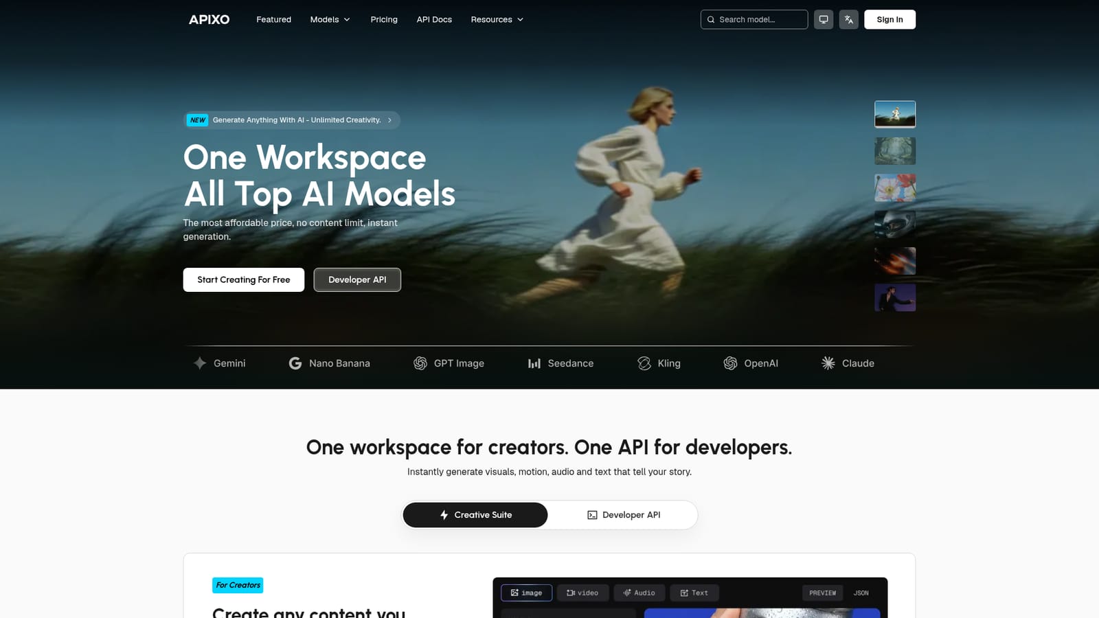 APIXO — Start generating for free