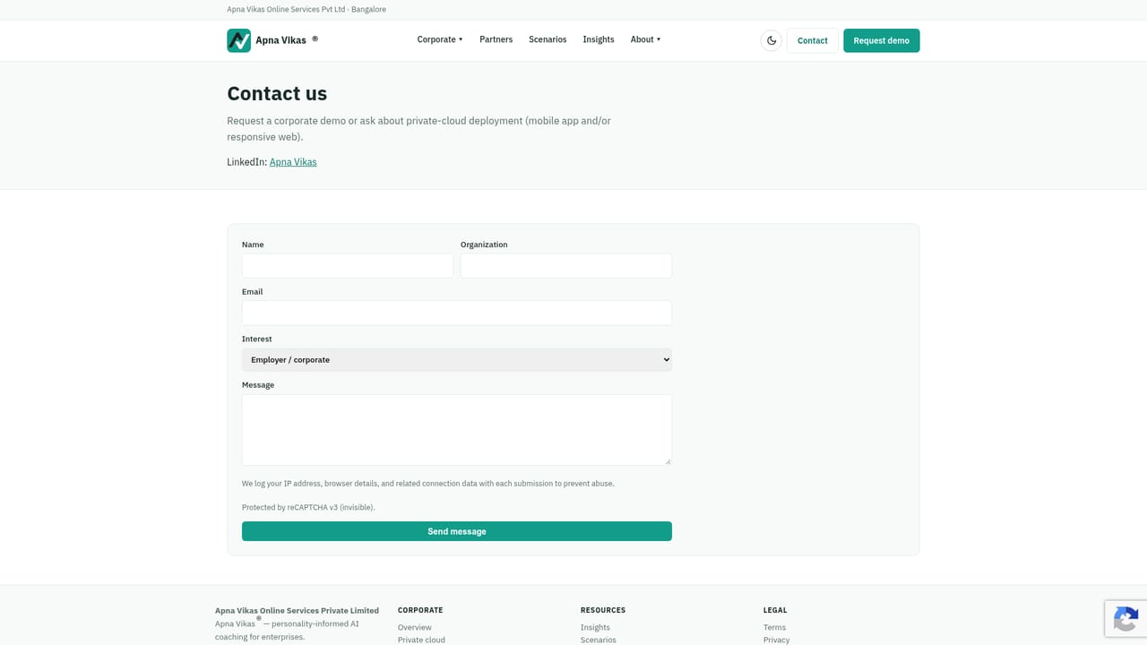 ApnaVikas — Request a demo