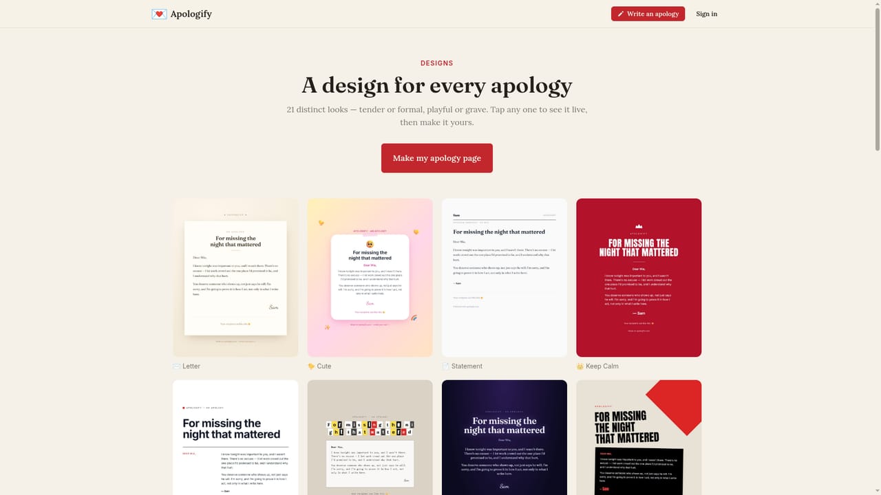 Apologify — Choose and switch designs live