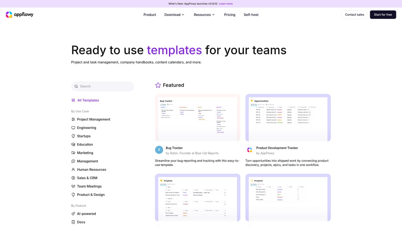 AppFlowy — Start from a template