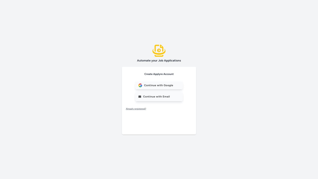 Applyre AI — Create your Applyre account
