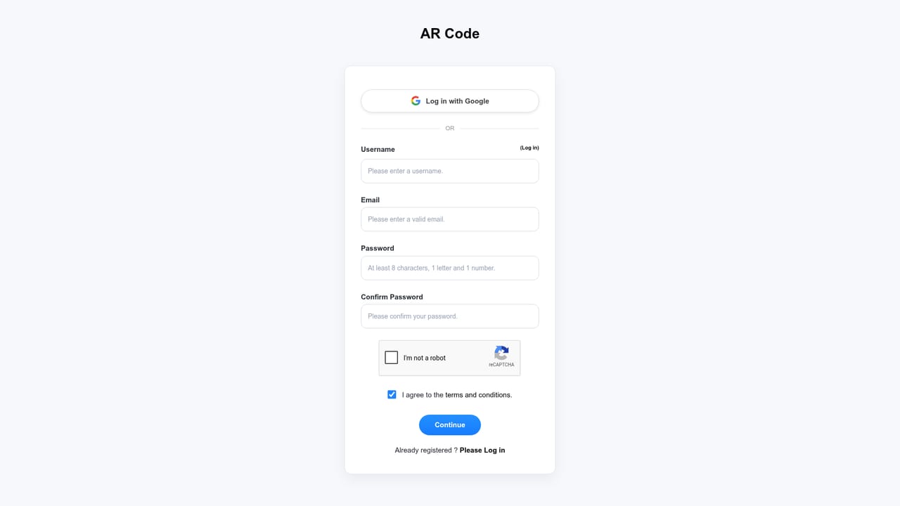 AR GenAI — Create an AR Code account