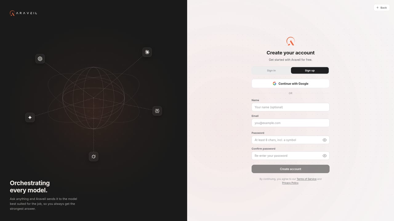 Araveil — Create a free account