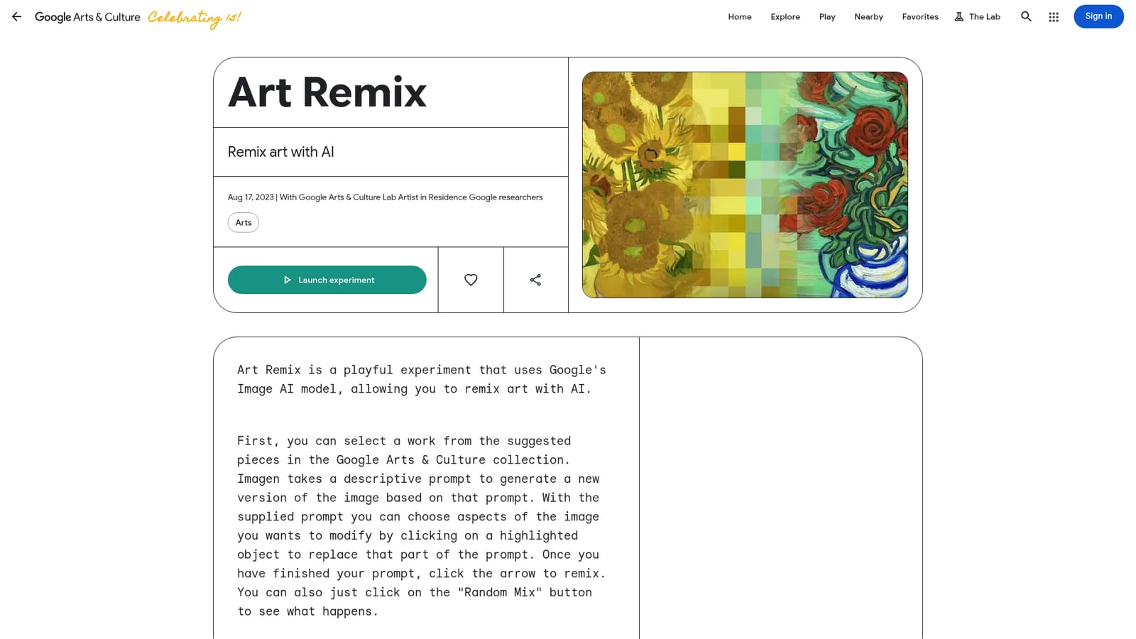 Art Remix — Open the Art Remix experiment