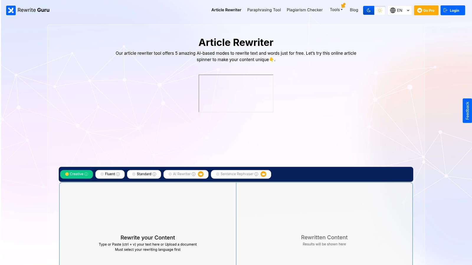 Article Rewriter — Open the article rewriter