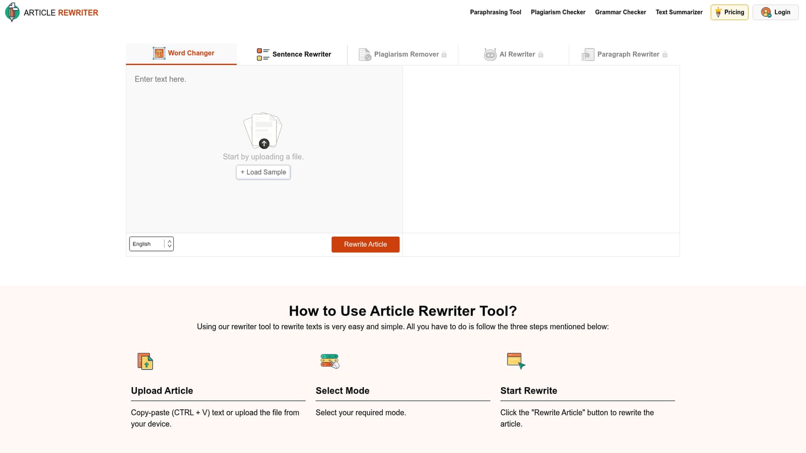 ArticleRewriter — Open the tool and paste your text