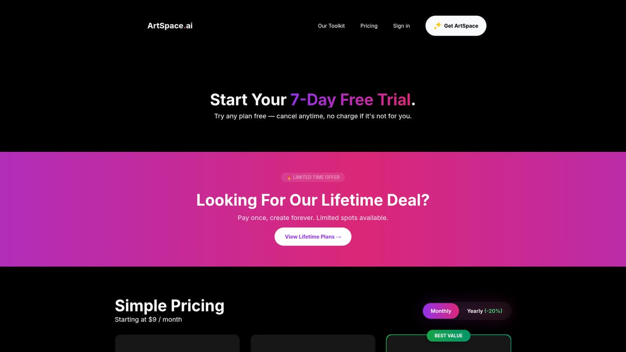 ArtSpace — Start the 7-day free trial