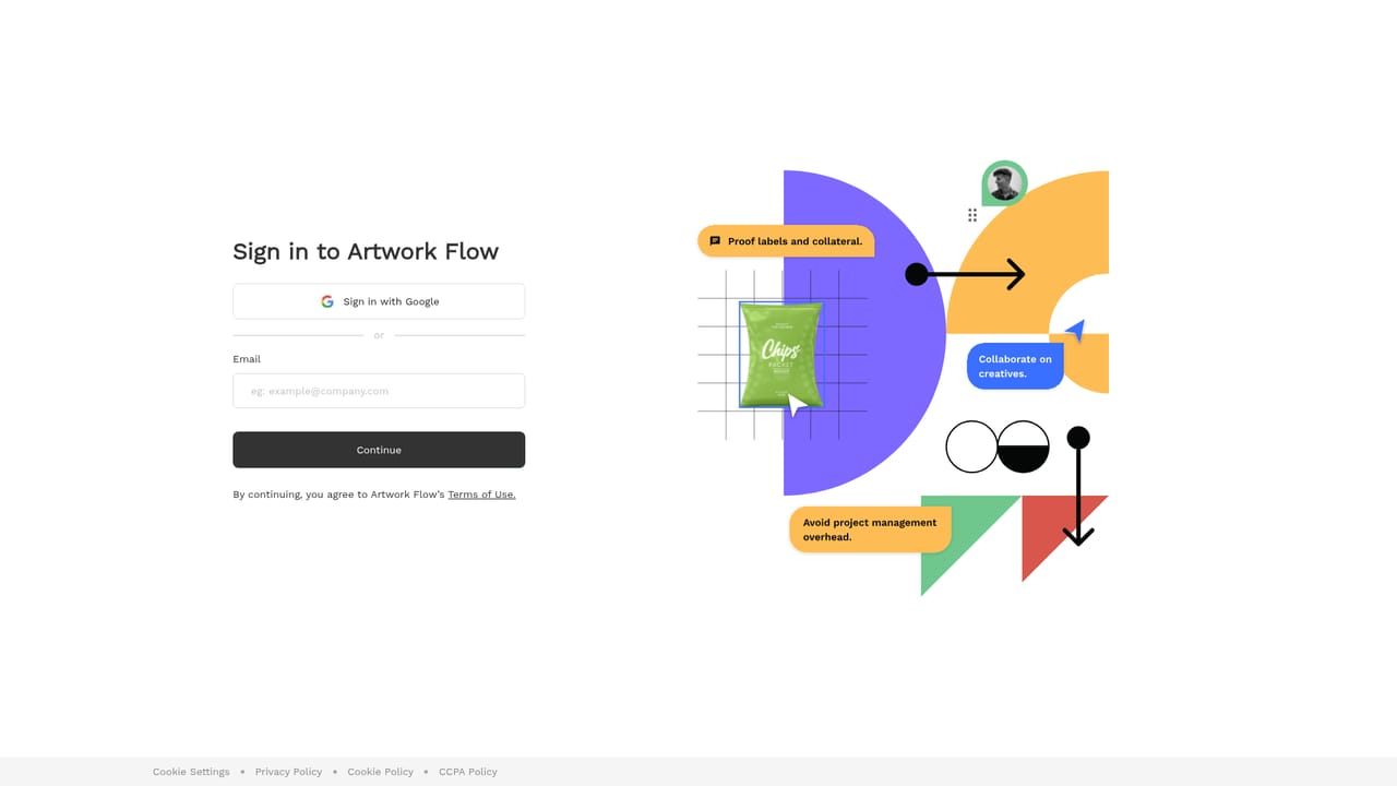 Artwork Flow — Sign in to the workspace