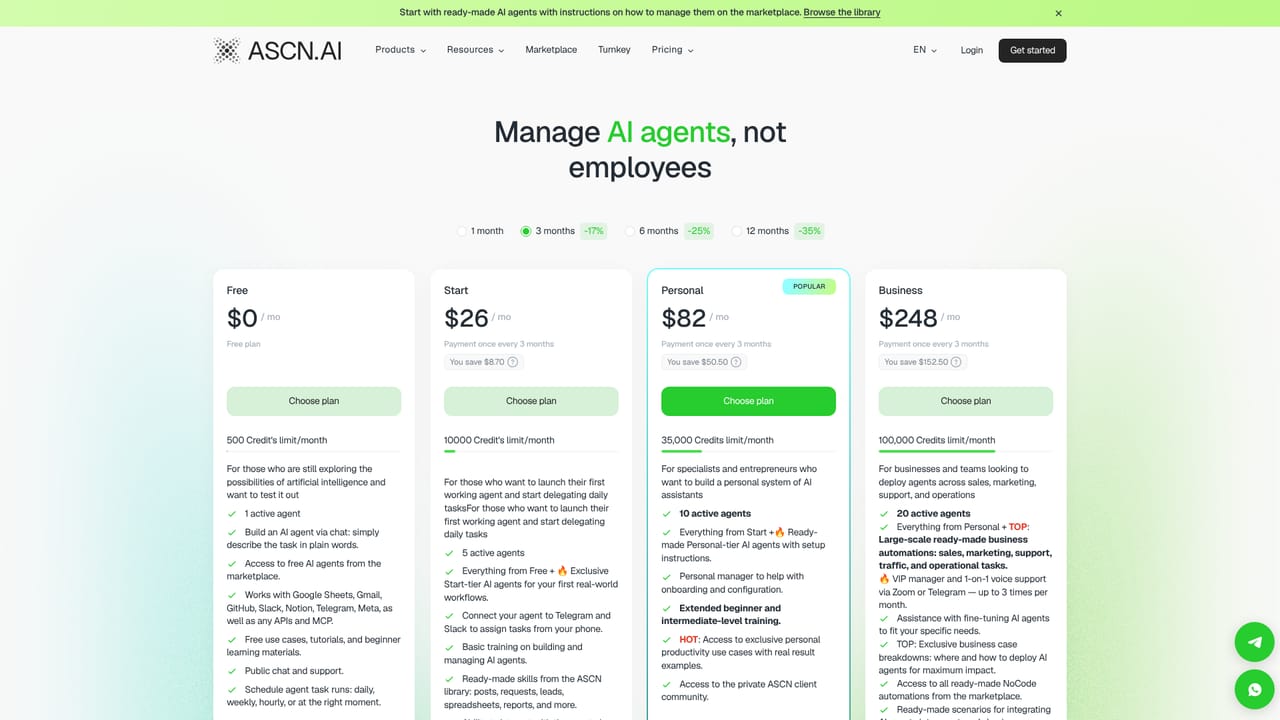 ASCN.AI — Compare plans before scaling