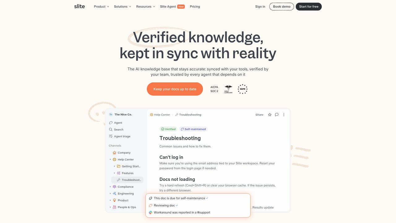Ask by Slite — Set up or open your Slite workspace