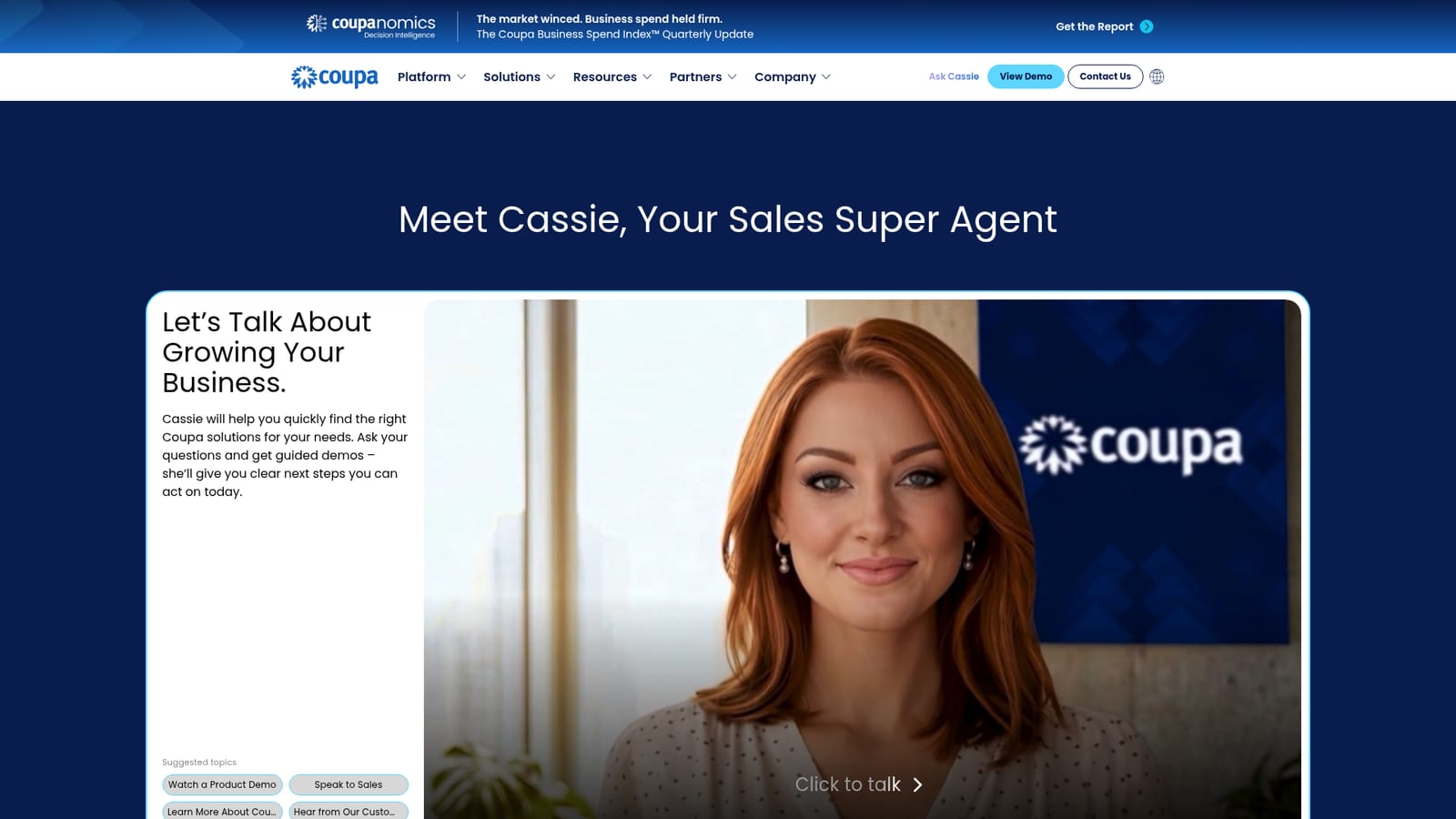 Ask Cassie by Coupa — Open the Ask Cassie page