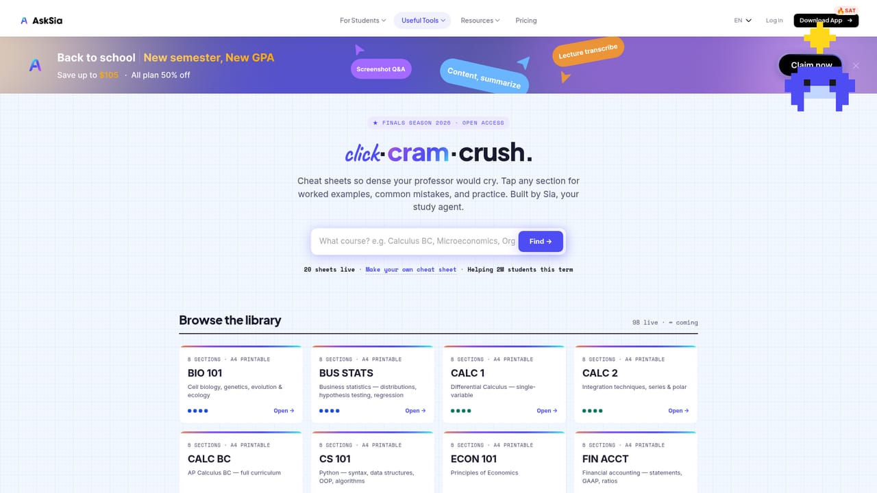 AskSia AI — Generate study outputs from the material