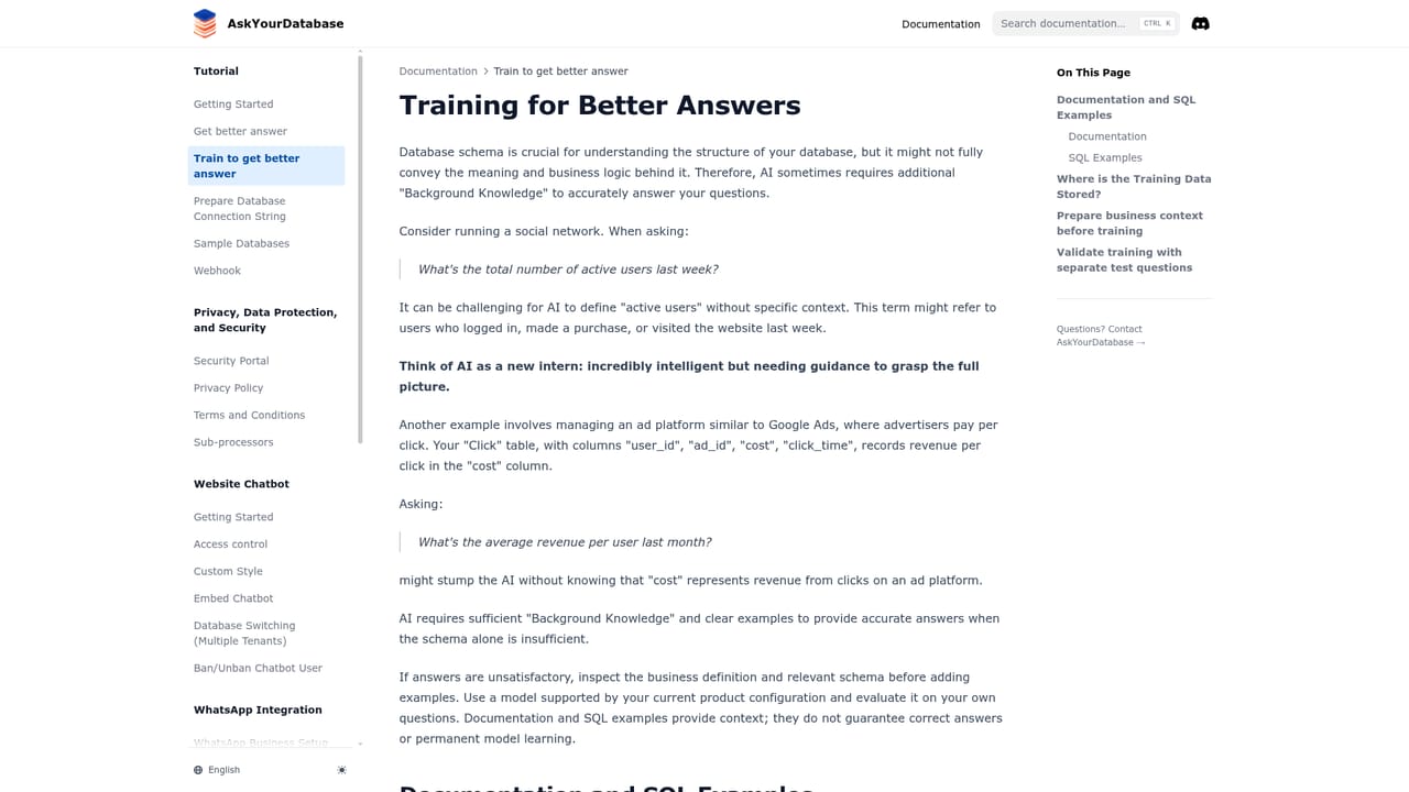 AskYourDatabase — Teach the tool your business terms