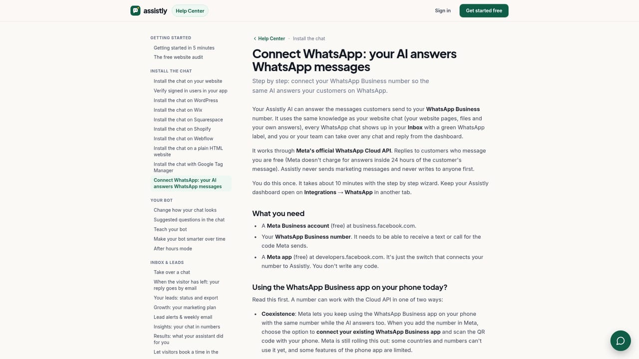 Assistly — Connect WhatsApp