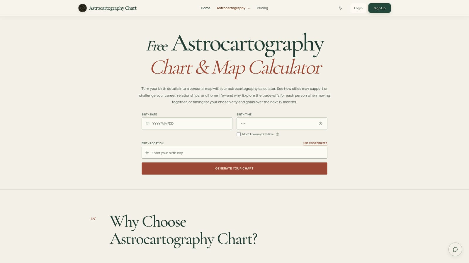 Astrocartography Chart — Enter your birth details