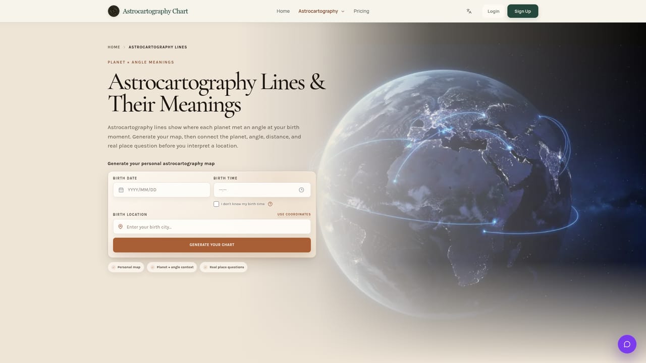 Astrocartography Chart — Check line meanings and upgrade if needed