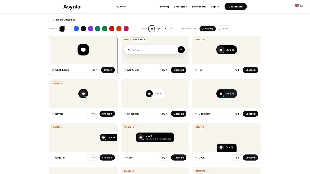 Asyntai — Install the widget