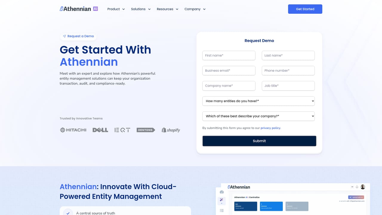 Athennian AI — Book a demo and scope your entity portfolio