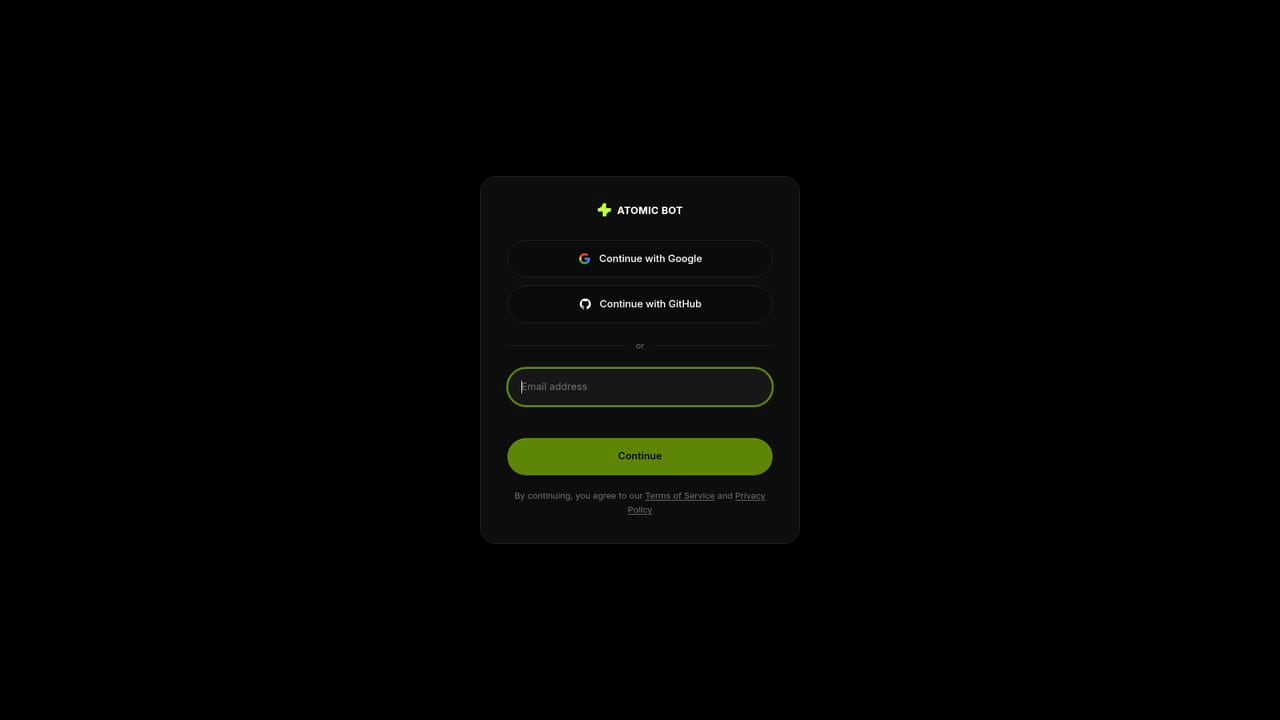 Atomic Bot — Create an Atomic Bot account