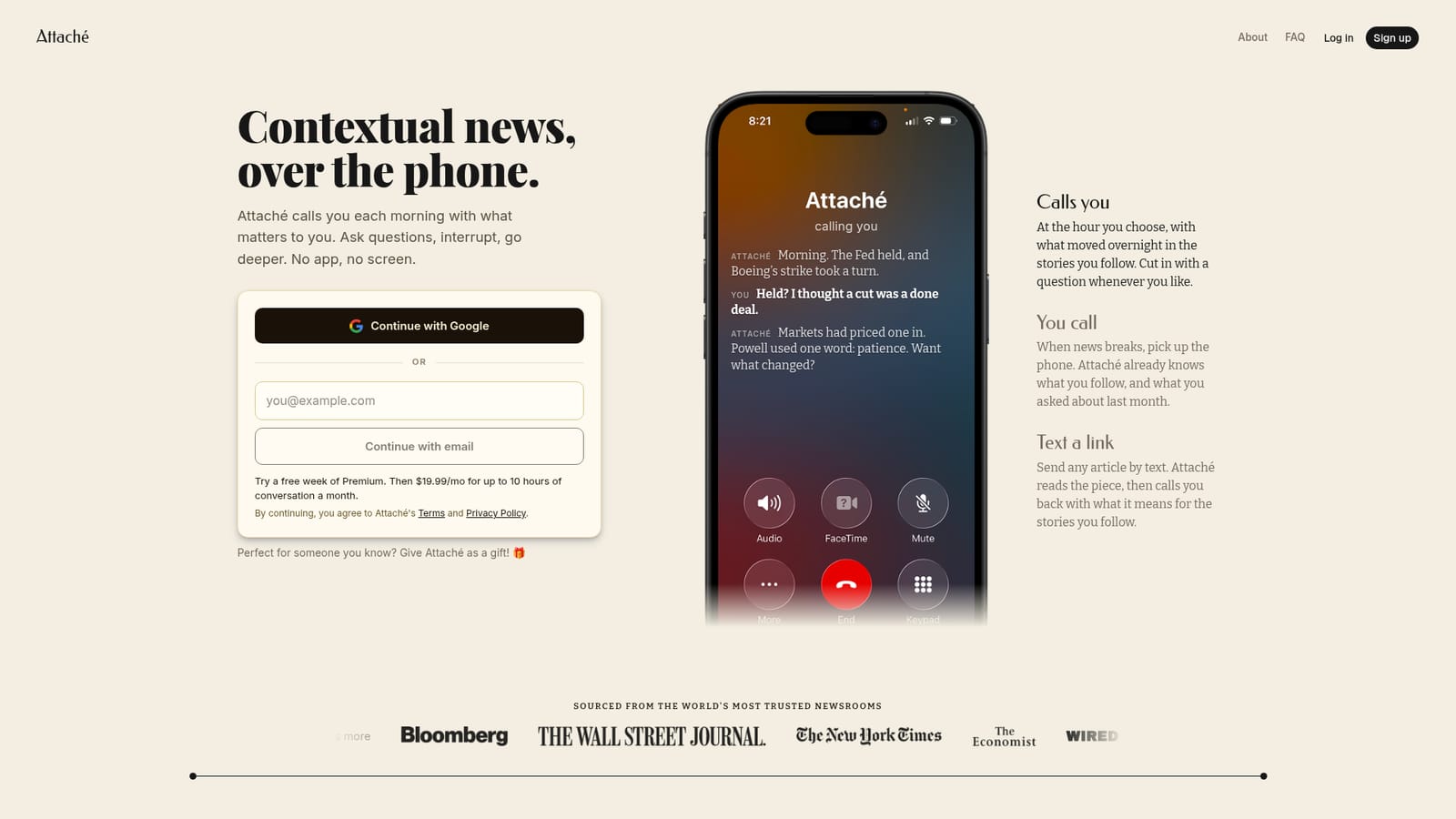 Attache — Sign up on the Attaché site